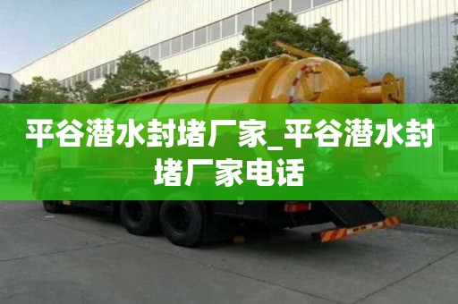 平谷潛水封堵廠家_平谷潛水封堵廠家電話