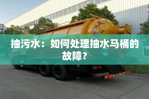 抽污水：如何處理抽水馬桶的故障？